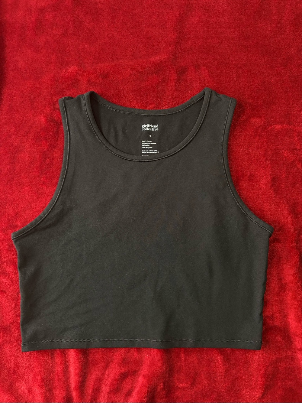 Girlfriend Collective Black Crop Tank Size Small